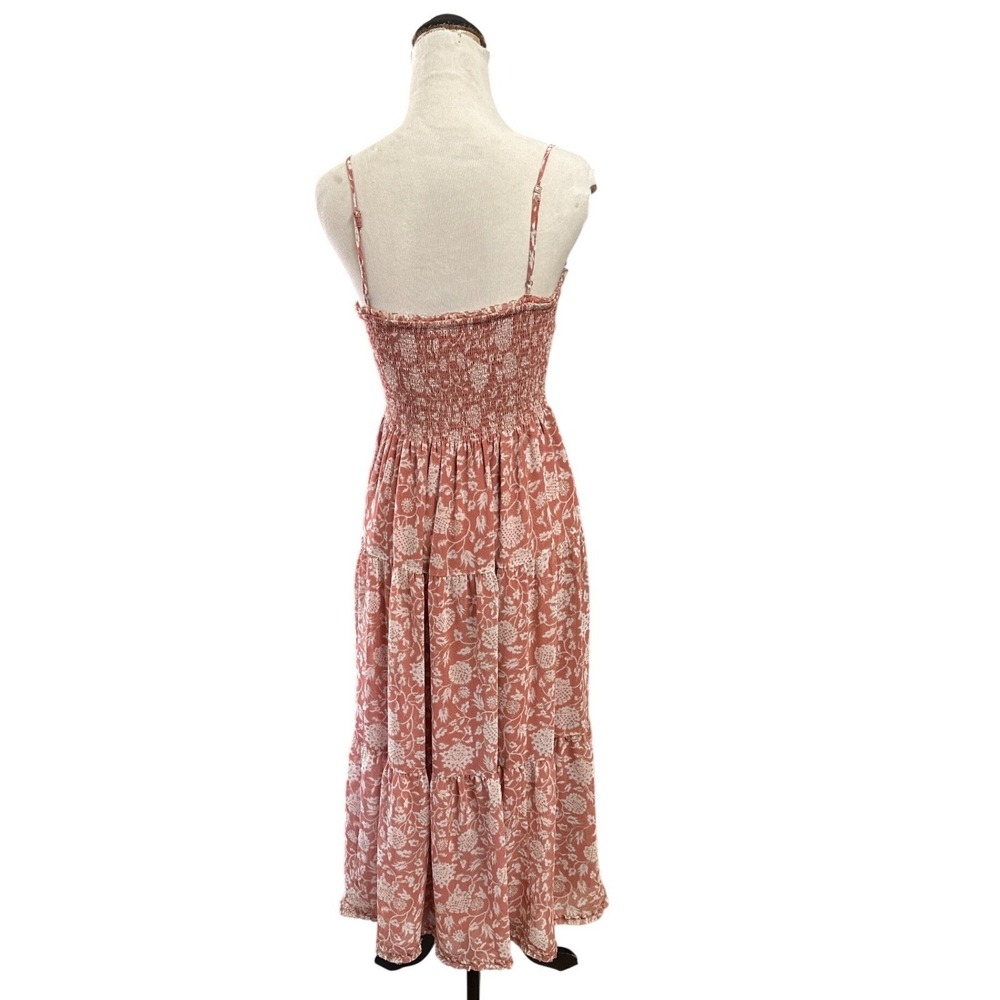 Wilfred Aritzia Tuberoso Floral Smocked Midi Dress Dusty Rose Cottagecore S - Picture 6 of 8